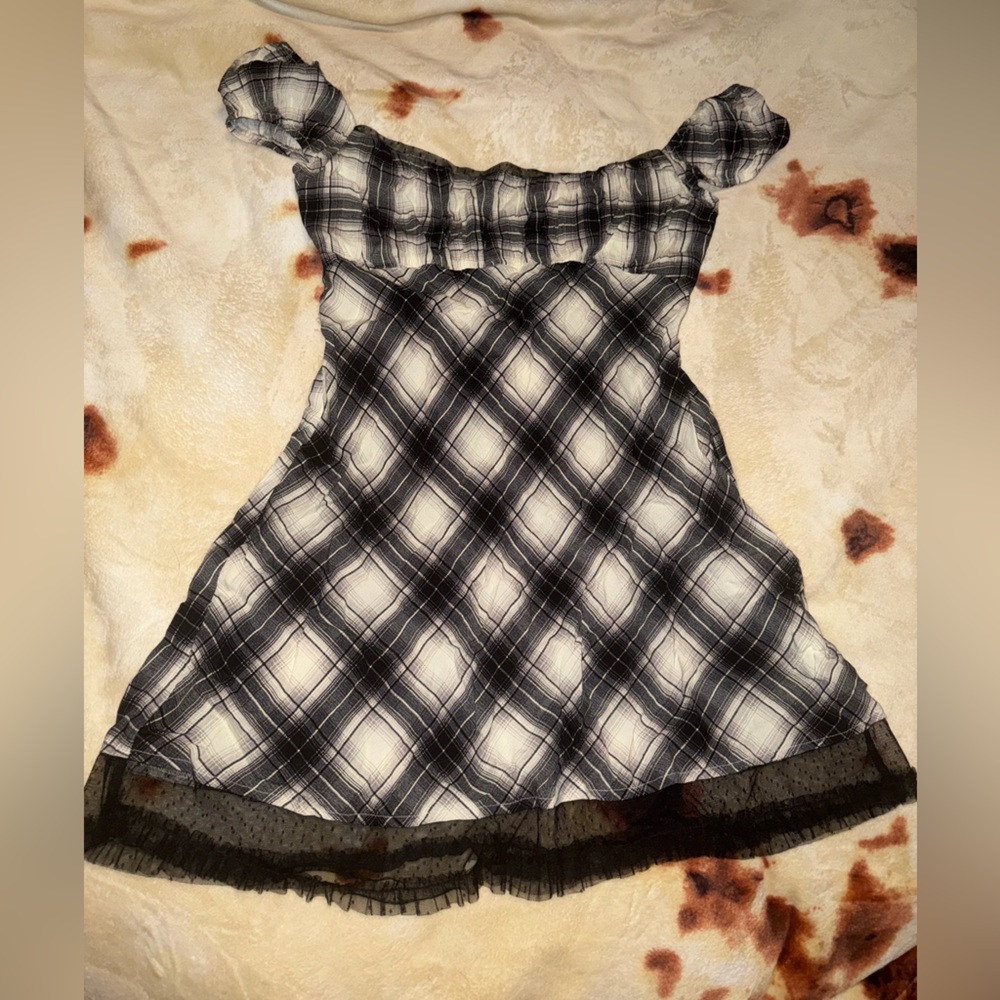 Kimchi Blue Black and White Plaid Top